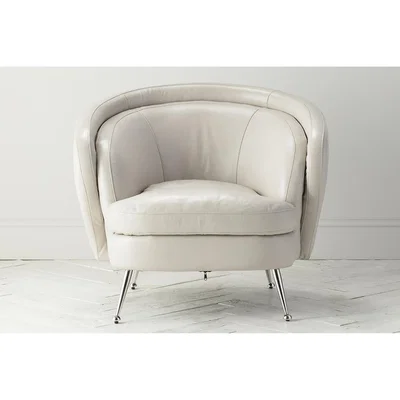Perch and Parrow Murray Leather Tub Chair in Cream