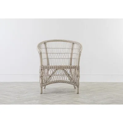 Perch and Parrow Aiden Woven Rattan Armchair in Natural Grey