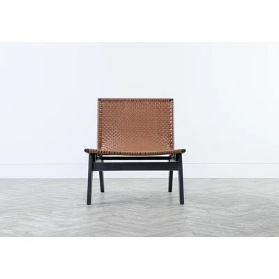 Perch and Parrow Logan Leather Lounge Chair in Brown