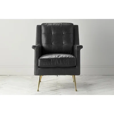 Perch and Parrow Ike Leather Armchair in Black