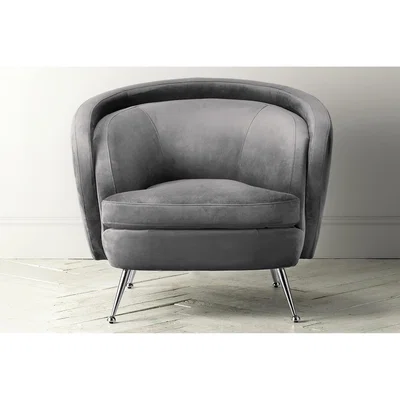 Perch and Parrow Murray Velvet Tub Chair in Grey