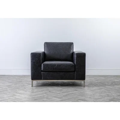 Perch and Parrow Cortina Leather Armchair in Black