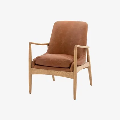 Perch and Parrow Dandy Armchair in Brown Leather