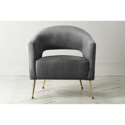 Perch and Parrow Lacey Velvet Armchair in Iron Grey