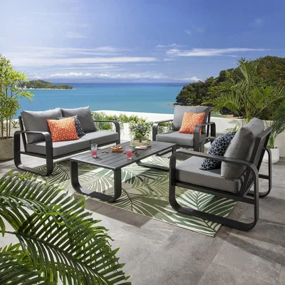 Quatropi Freddy 4 Seater Outdoor Garden Sofa & Armchair Set Grey