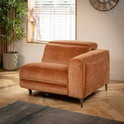 Quatropi Florance Right-Hand Armed Recliner Sofa Module Burnt Orange Fabric 105x105cm