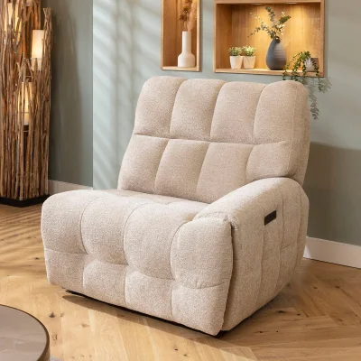 Quatropi Luca Right-Hand Armed Recliner Sofa Module Beige Chenille 105x100cm