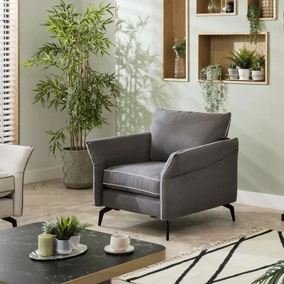 Quatropi Quatropi Modern Armchair Grey Fabric 95cm - In Stock Quick Delivery