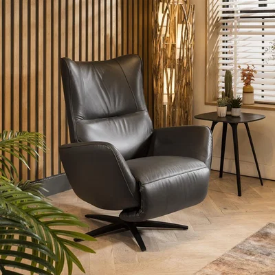 Quatropi Exdisplay Leather Recliner Armchair Grey