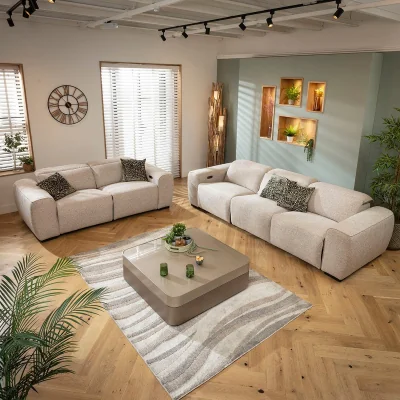 Quatropi Modern 3 Seater and 2 Seater Electric Recliner Sofa Set Settee Beige 1+2S