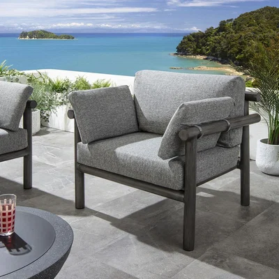 Quatropi Mia Wood Effect Aluminium Garden Armchair Smoke Grey