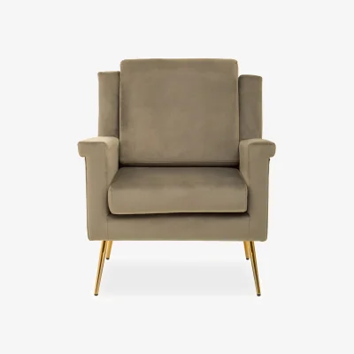 The Range Salma Mink Velvet Armchair. - Brown