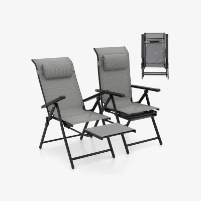 The Range Set of 2 Folding Lounge Chairs - Grey