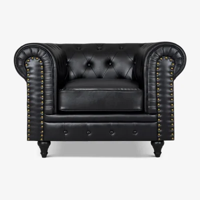 The Range Bargainia Black Faux Leather Chesterfield Armchair - Black