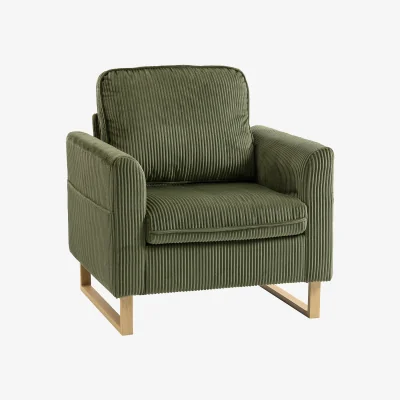 The Range HOMCOM Armchair with Metal Legs and Spring Dark Green - Green