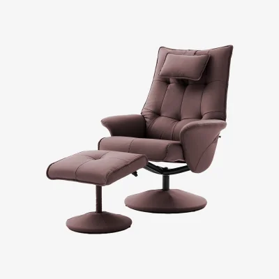 The Range Swivel Recliner Chair PU Leather Lounge Armchair Recliner with Footrest Stool - Reddish brown