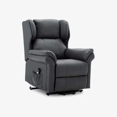 The Range Oakford Electric Rise Recliner Bonded Leather Armchair Lounge Mobility Chair - Slate