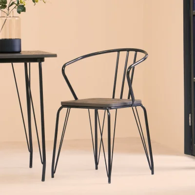 The Range District Black Metal And Elm Wood Armchair - Black