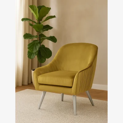 The Range Louxor Mustard Velvet Armchair - Yellow