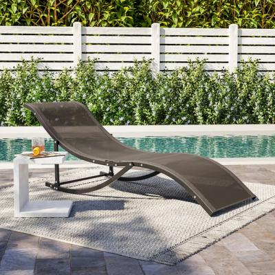 The Range 4 Pcs Patio Pool Ergonomic Chaise Lounge Chair - Black