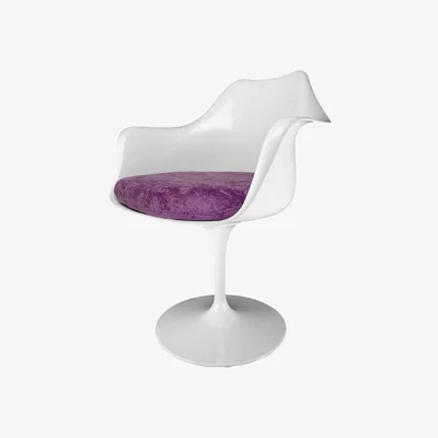 The Range White Tulip Armchair with Luxurious Cushion - Purple