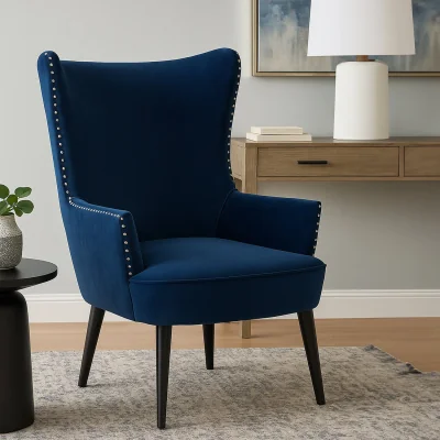 The Range Wexley Wingback Lounge Chair - Blue