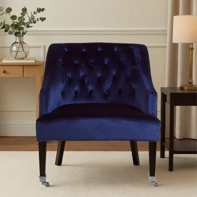 The Range Darwin Blue Velvet Lounge Chair - Blue