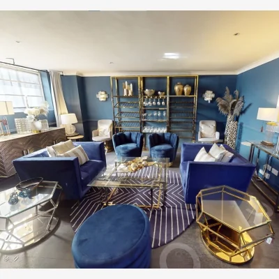 The Range Otylia Deep Blue Velvet Armchair - Blue