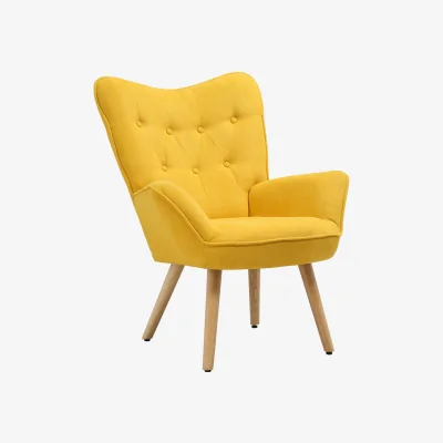 The Range Linen Armchair with Wooden Legs - Yellow