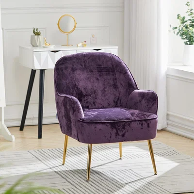 The Range Elegant Velvet Ergonomic Armchair - Purple