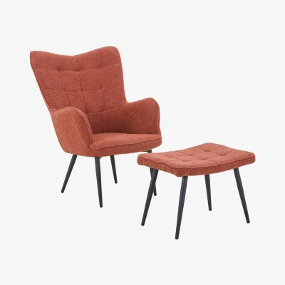 The Range Paris Boucle Armchair and Footstool - Copper