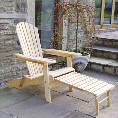 The Range Newby Adirondack Armchair Lounger with Slide Away Leg Rest - Yellow
