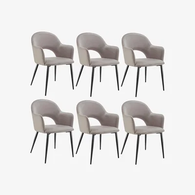 The Range Dining Chair Sachel - Padded Armchair, Velvet Look - Taupe / 6