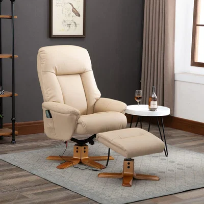 The Range 10-Point Massage Chair with Ottoman Recliner - White