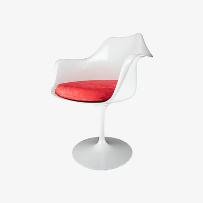 The Range White Tulip Armchair with Luxurious Cushion - Red