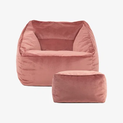 The Range icon Giant Velvet Armchair Bean Bag with Footstool - Pink