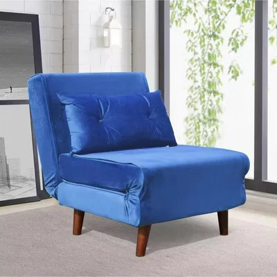The Range Sofa Bed Chair Velvet Fabric Armchair Sleeper Chair Chaise Pull Out - Navy