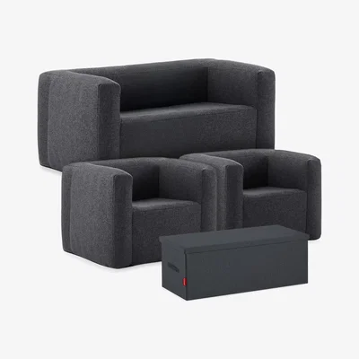 The Range Wave Inflatable Lounge Chair and Double Sofa Set - Dark Grey