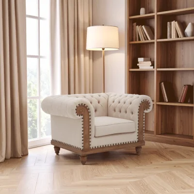 The Range Cabra Chesterfield Cream Armchair - Cream