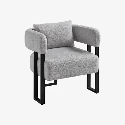 The Range Oversized Armchair with Lumbar Pillow and Metal Legs - Grey