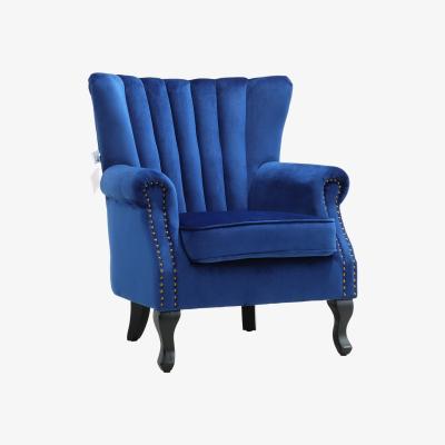 The Range Velvet Channel Occasional Armchair Sofa Chair - Blue