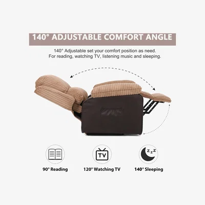 The Range Jumbo Cord Electric Recliner Armchair with Massager - Brown