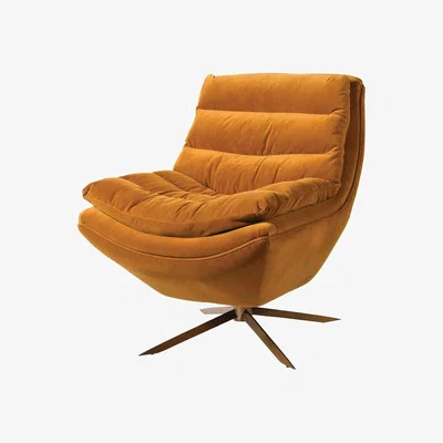 Rockett St George Mustard Velvet Swivel Chair