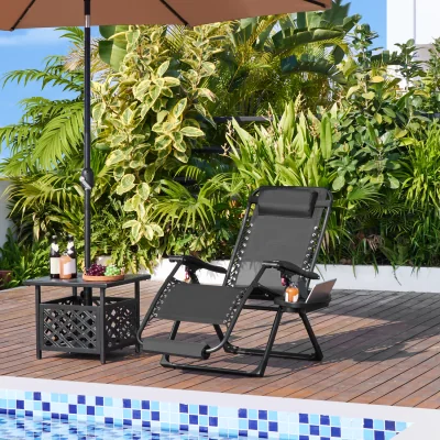 The Range Yaheetech Soft Padded Foldable Lounge Chair - Black 70cm