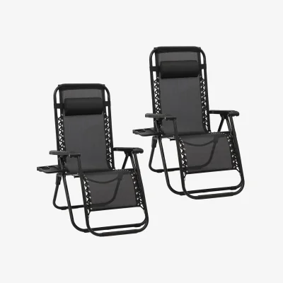 The Range 2-Pack Zero Gravity Lounge Chairs - Black