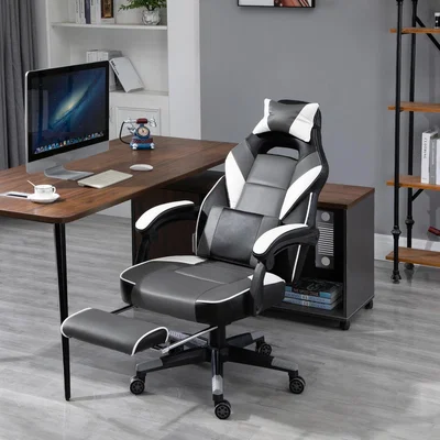 The Range Gaming Chair Ergonomic with Padding Footrest Neck Back Pillow Grey - Grey