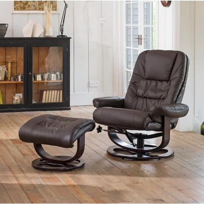 The Range Burdell Swivel Recliner with Massage and Heat - Brown