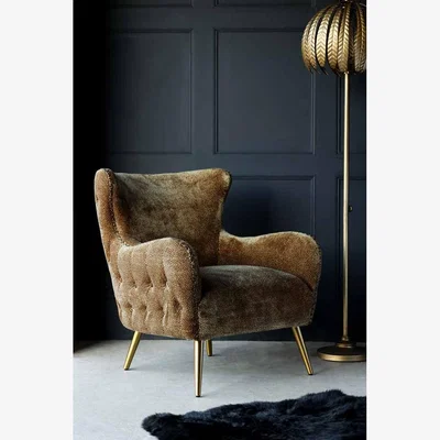 Rockett St George Leopard Print Button Back Velvet Armchair