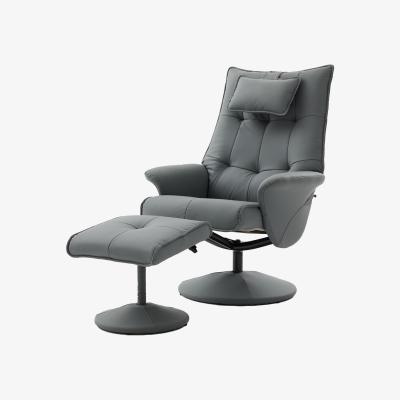 The Range Swivel Recliner Chair PU Leather Lounge Armchair Recliner with Footrest Stool - Grey