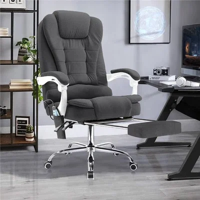 The Range Neo Gaming Computer Recliner Massage Chair With Footrest - Dark Grey Fabric